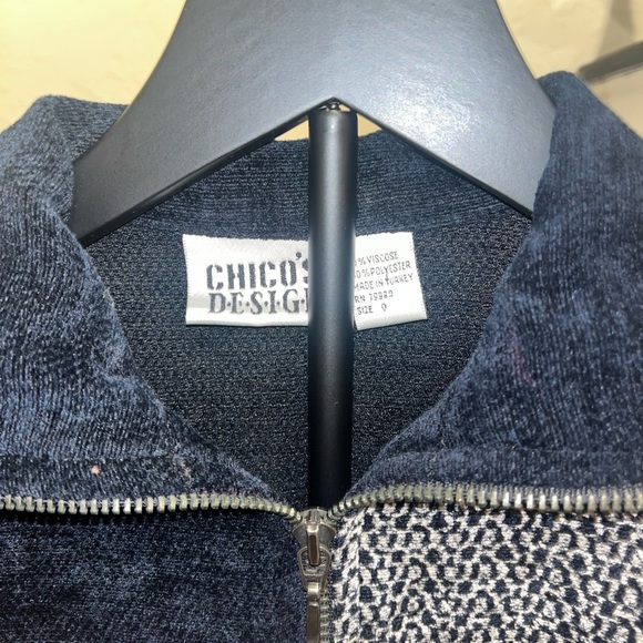 Chico's 0 Women Chenille Aztec Full Zip Sweater Cardigan Size Small Southwestern - Picture 3 of 7